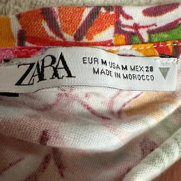 ZARA Orange Tropical Print Side Cutout Mini Dress - Picture 5 of 9